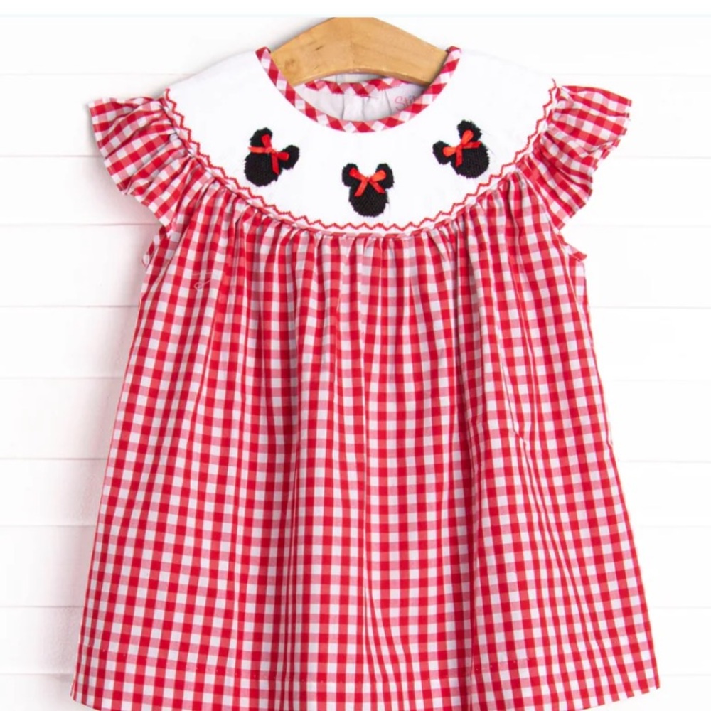 Mickey Mouse minnie mouse Disney top smocked  Red and White Kids 4T